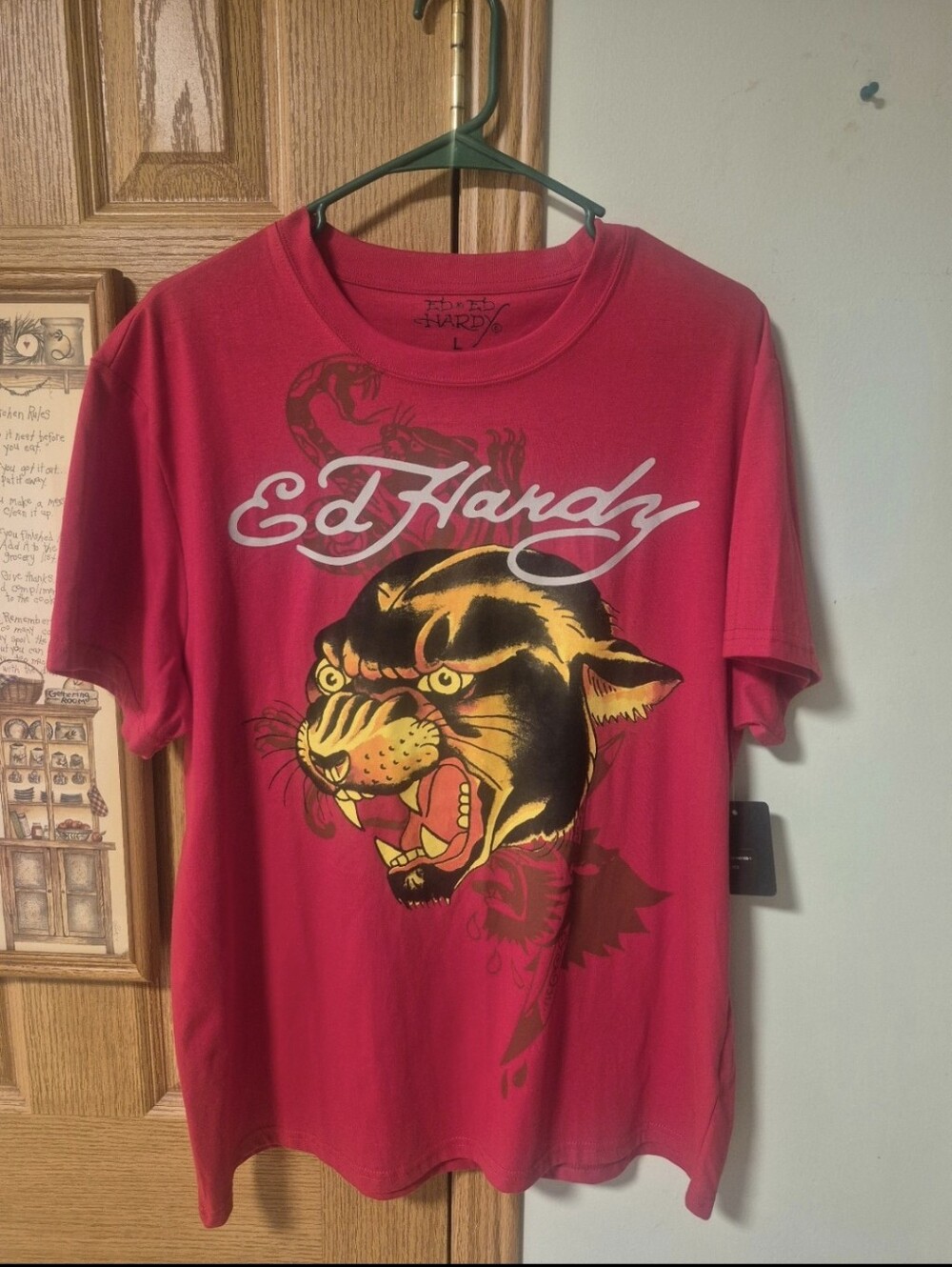 Ed Hardy Red Short-Sleeve Tee with Panther Graphic